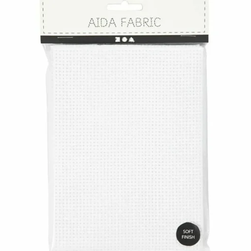 Aida-kangas 50x50 cm valkoinen 35 neliötä per 10cm