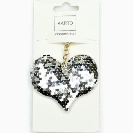 Avaimenperä Sydän Glitter valkoinen