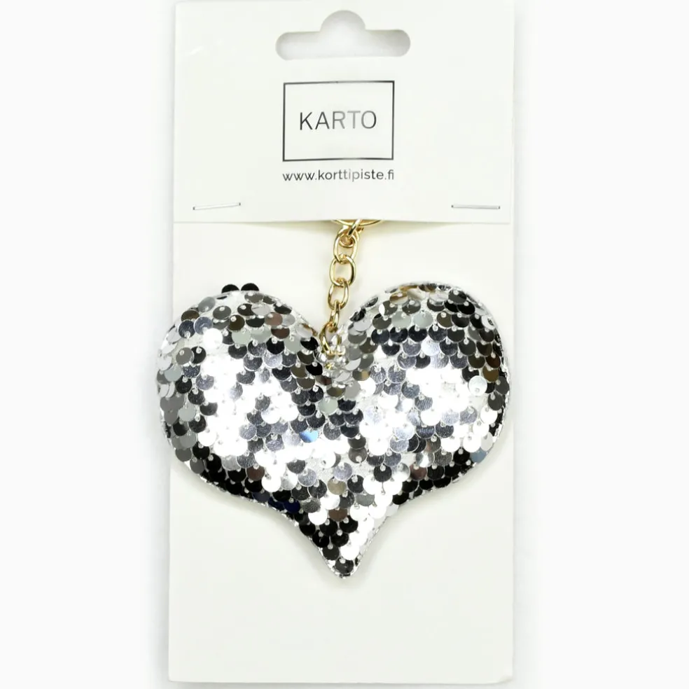 Avaimenperä Sydän Glitter valkoinen