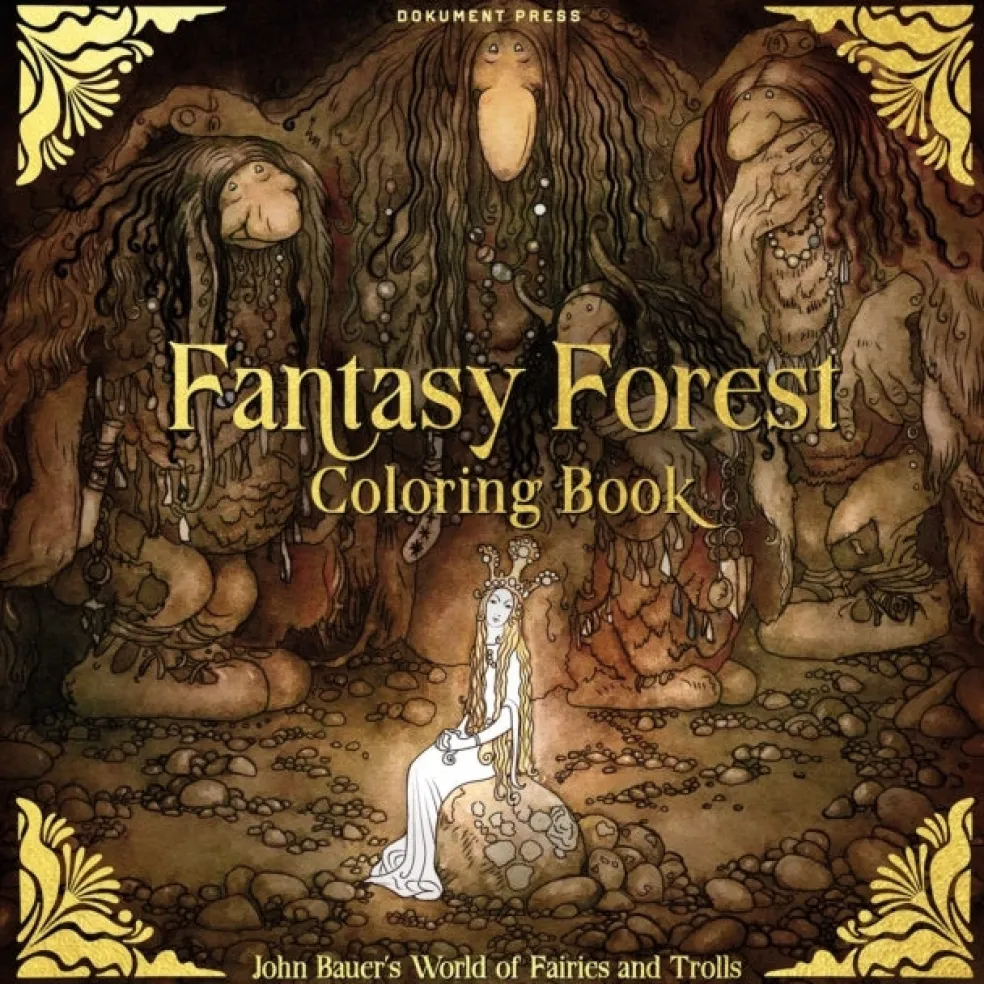 Fantasy forest coloring book : John Bauer's world of fairies and trolls