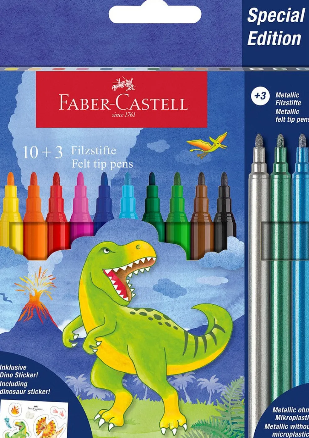 Huopakynä 10 + 3 kpl dinosaurus Faber-Castell