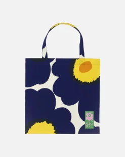 Kassi Marimekko Unikko 60 th Anniversary 44x43cm, tummansinen-keltainen-oranssi