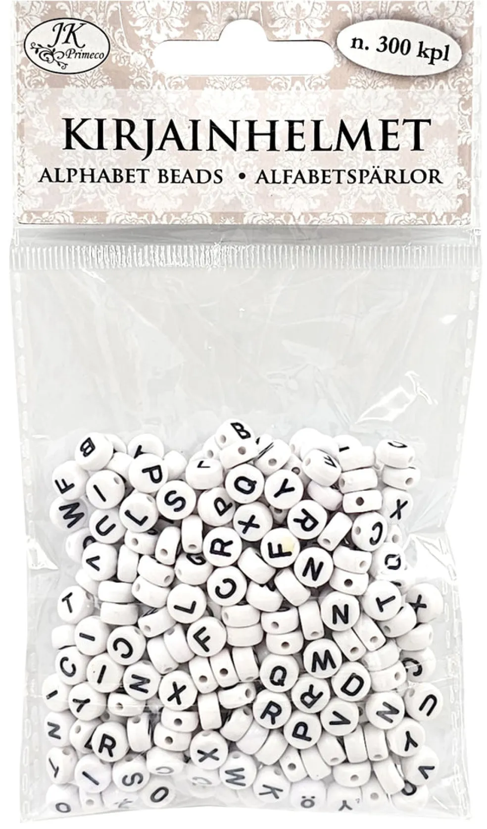 Kirjainhelmet 300 kpl pyöreä valkoinen