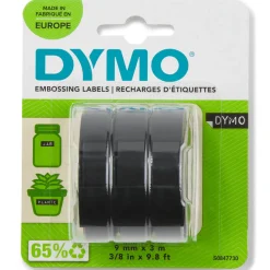 Kohokirjoitin teippi Dymo 9mm musta 3kpl