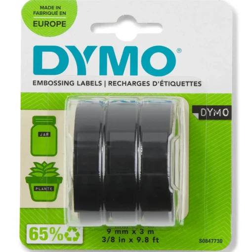 Kohokirjoitin teippi Dymo 9mm musta 3kpl