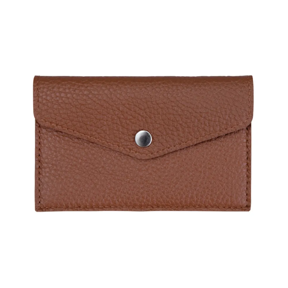 Korttikukkaro nepparilla Miiko hirvennahkaa, ruskea 12x7,5cm