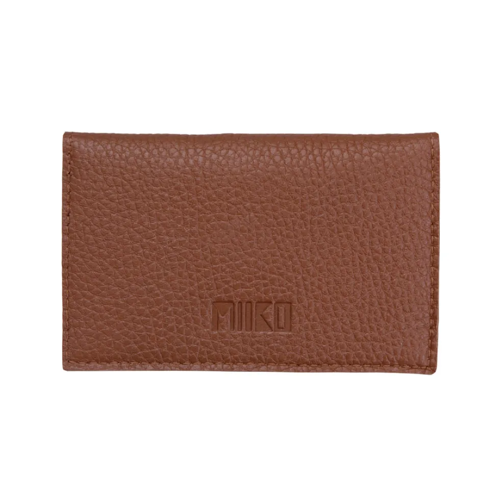 Korttikukkaro nepparilla Miiko hirvennahkaa, ruskea 12x7,5cm