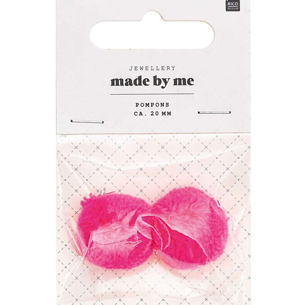 Korutarvike pompons 2 kpl neonpinkki Rico Design