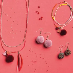 Korutarvike pompons 2 kpl neonpinkki Rico Design