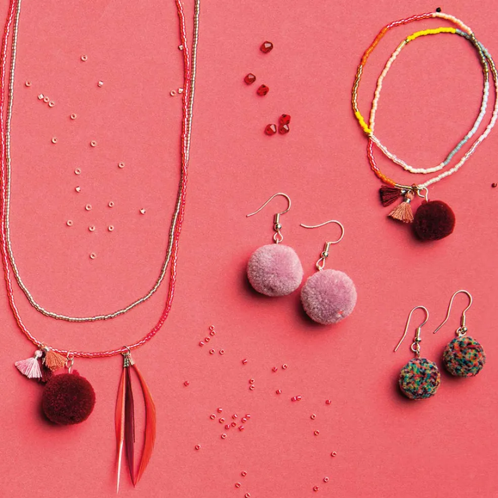 Korutarvike pompons 2 kpl neonpinkki Rico Design