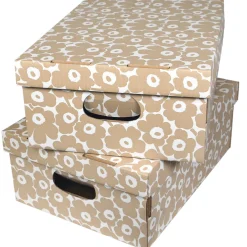 Kotilaatikko Unikko beige Marimekko 40x29x15,5 cm, 2kpl