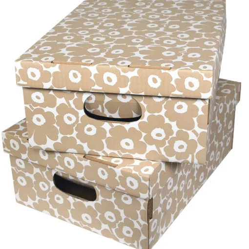 Kotilaatikko Unikko beige Marimekko 40x29x15,5 cm, 2kpl