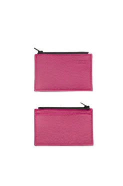 Kukkaro korttitaskulla Miiko pinkki hirvennahkaa 12x7,5cm