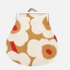 Kukkaro Marimekko Pieni Mini Unikko, ruskea-pellava-punainen