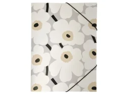 Kulmalukkokansio Marimekko A4/108K Unikko harmaamusta