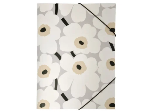 Kulmalukkokansio Marimekko A4/108K Unikko harmaamusta