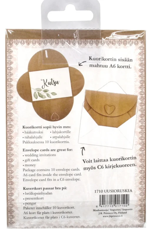 Kuorikortti 10kpl/pkt Sydän ruskea