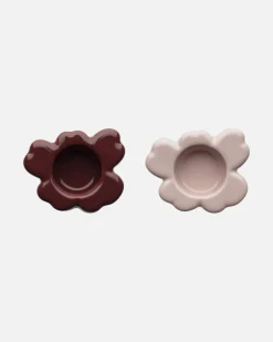 Kynttilälyhty-setti Marimekko Unikko keramiikka 2 kpl / setti, roosa-punaruskea