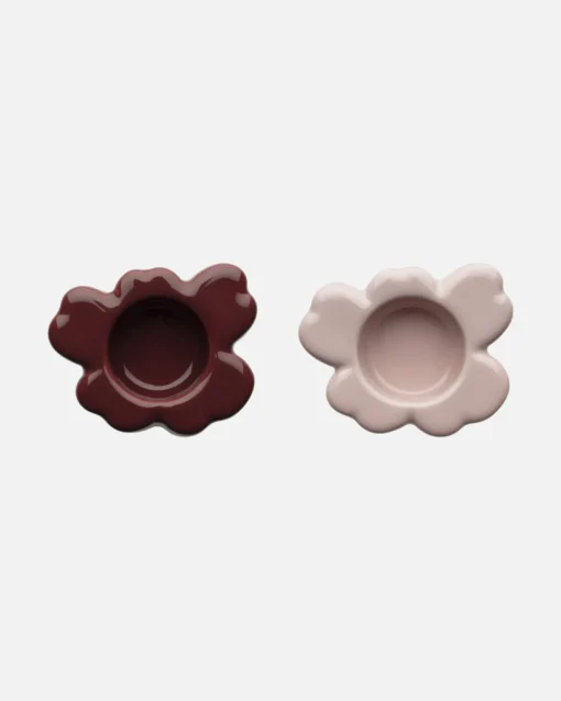 Kynttilälyhty-setti Marimekko Unikko keramiikka 2 kpl / setti, roosa-punaruskea