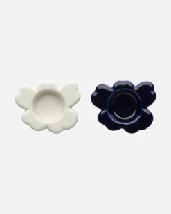 Kynttilälyhty-setti Marimekko Unikko lasia 2 kpl / setti, koboltinsininen-valkoinen