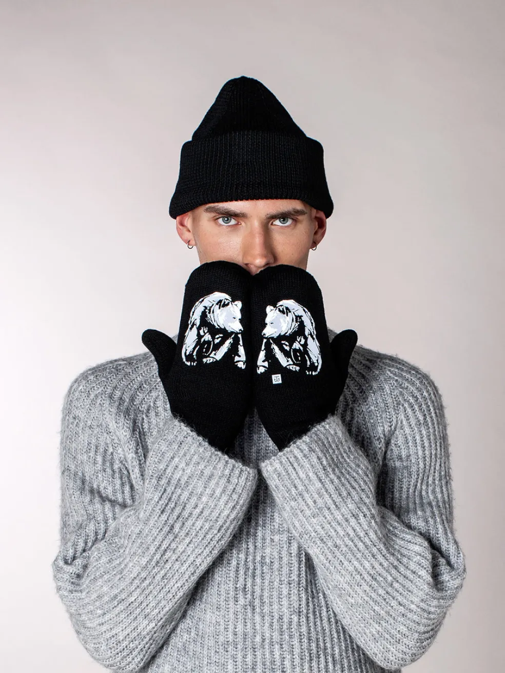 Lapaset MOIKO Lempeä Karhu musta XL, merinovillaa