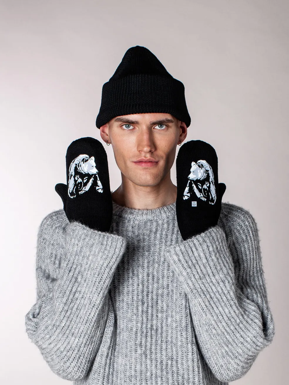 Lapaset MOIKO Lempeä Karhu musta XL, merinovillaa