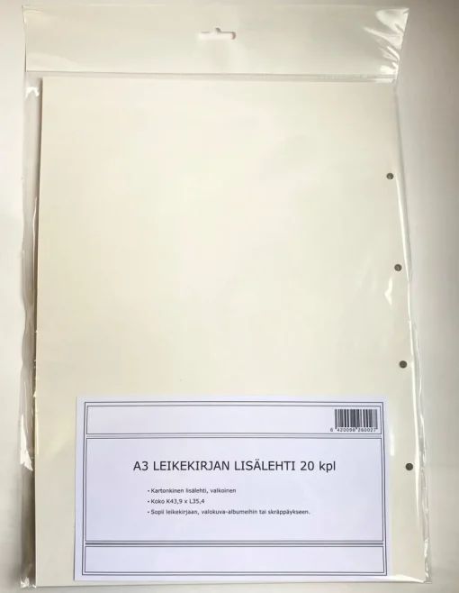 Leikekirjan lisälehti A3 20 kpl / pss