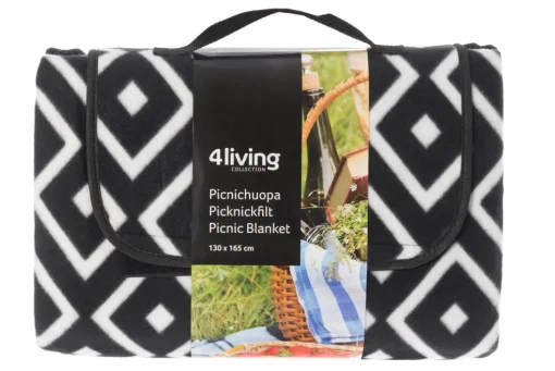 4Living Piknik-huopa Fiona musta 130x165 cm