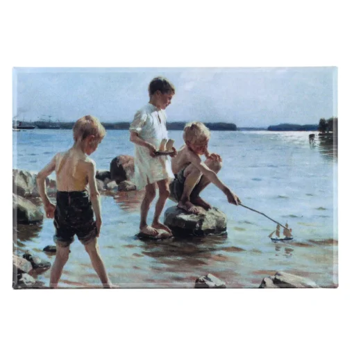Magneetti Ateneum Leikkiviä poikia rannalla