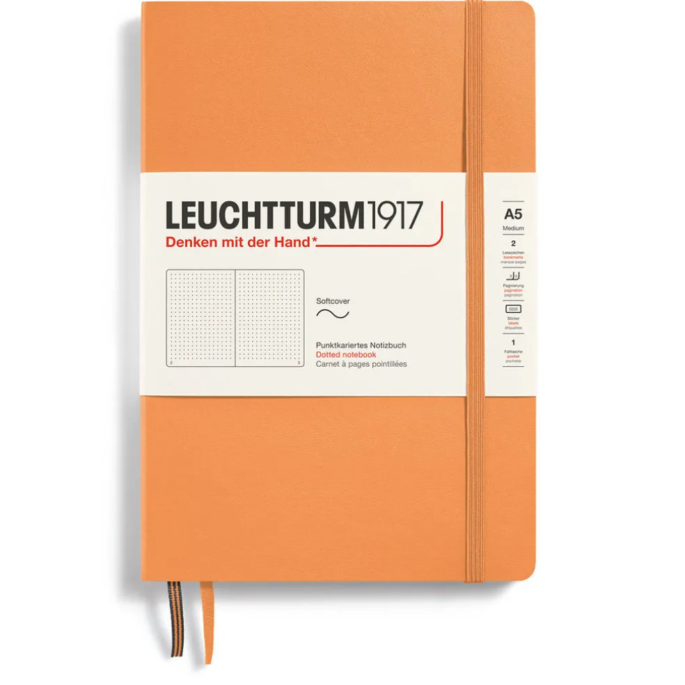 Muistikirja A5 Leuchtturm1917 Soft Dotted Apricot, pehmeäkantinen pistesivut