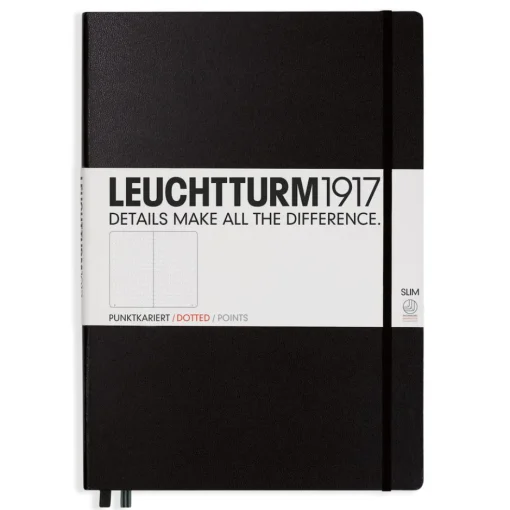 Muistikirja A4+ Leuchtturm1917 Slim Hard Black dotted, kovakantinen pistesivut