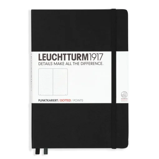 Muistikirja A5/251 sivua Leuchtturm1917 Dotted Hard Black, pistesivut