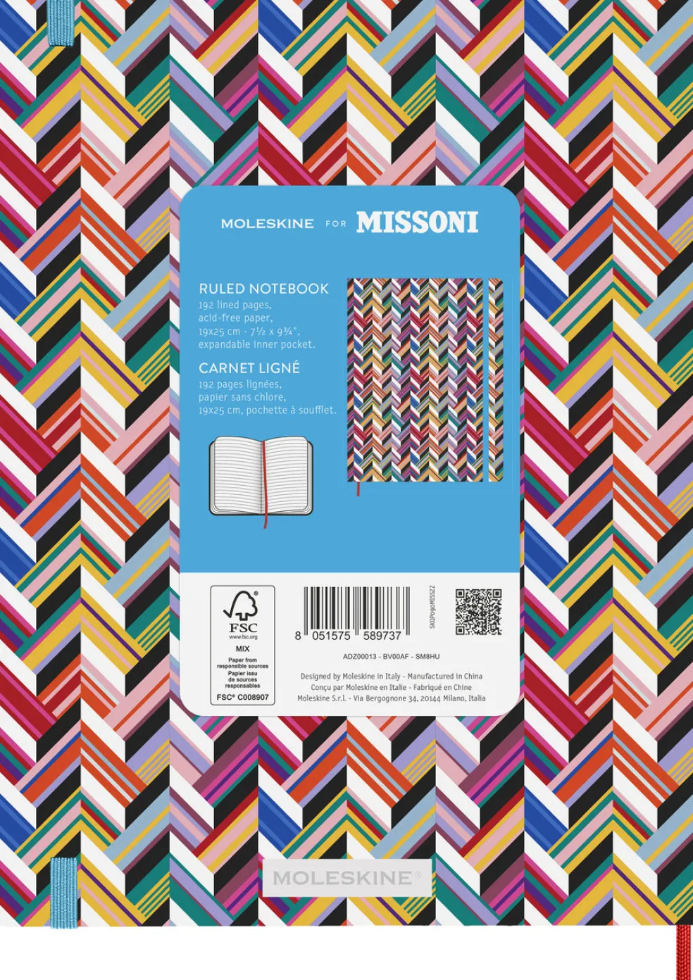 Muistikirja Moleskine Missoni Limited edition XL ruled Zigzag