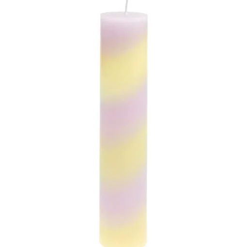 Pilarikynttilä raidallinen liila keltainen Rico Design