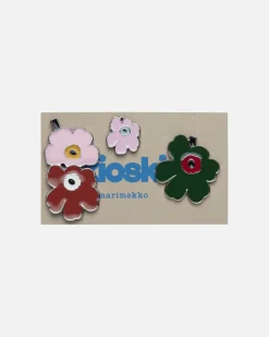 Pinssisetti Marimekko Pumpuli I, vaaleanpunainen-ruskea-vihreä
