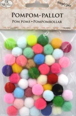 Pompom-pallot 50kpl värilajitelma