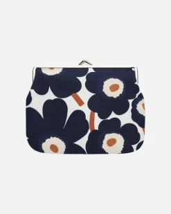 Puolikas kukkaro Marimekko Mini Unikko, valkoinen-sininen-puuteri-hiili
