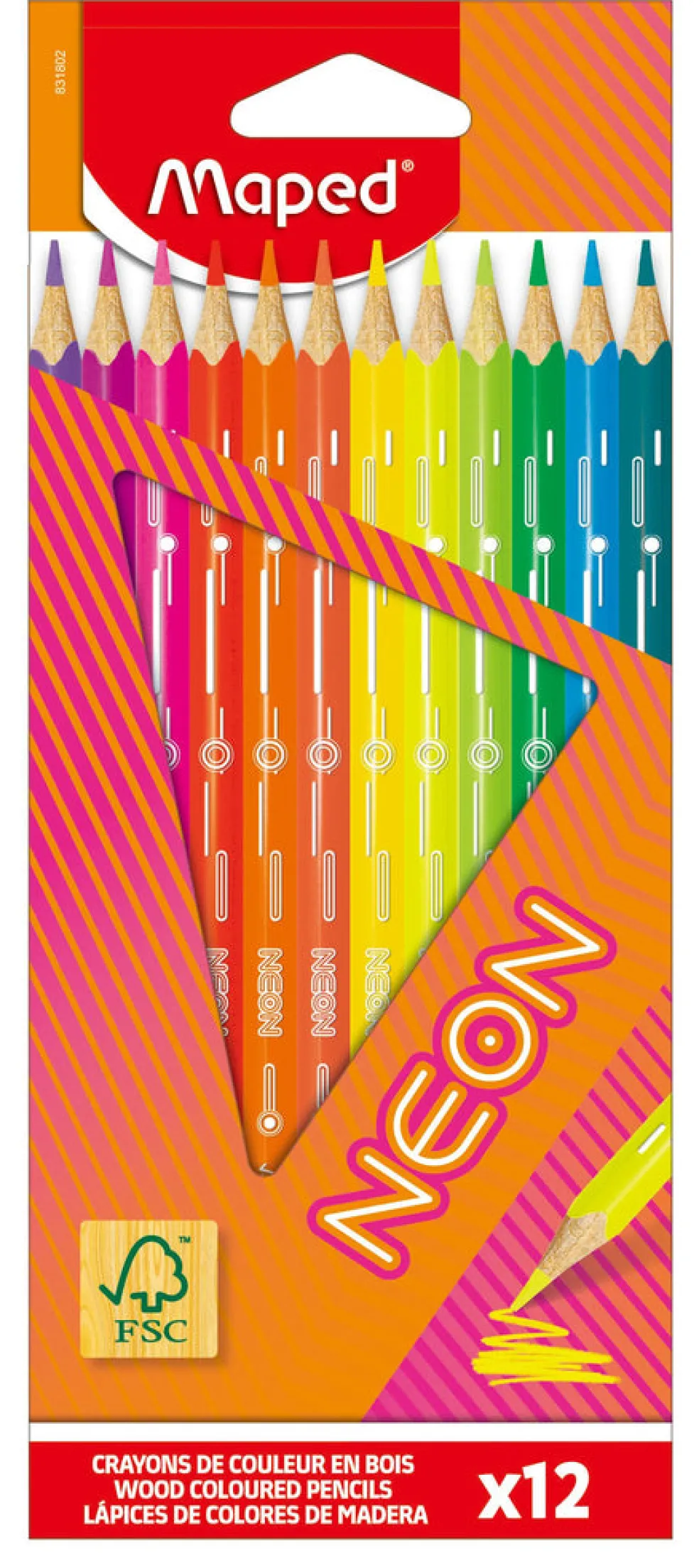 Puuvärikynä 12 kpl Neon Maped