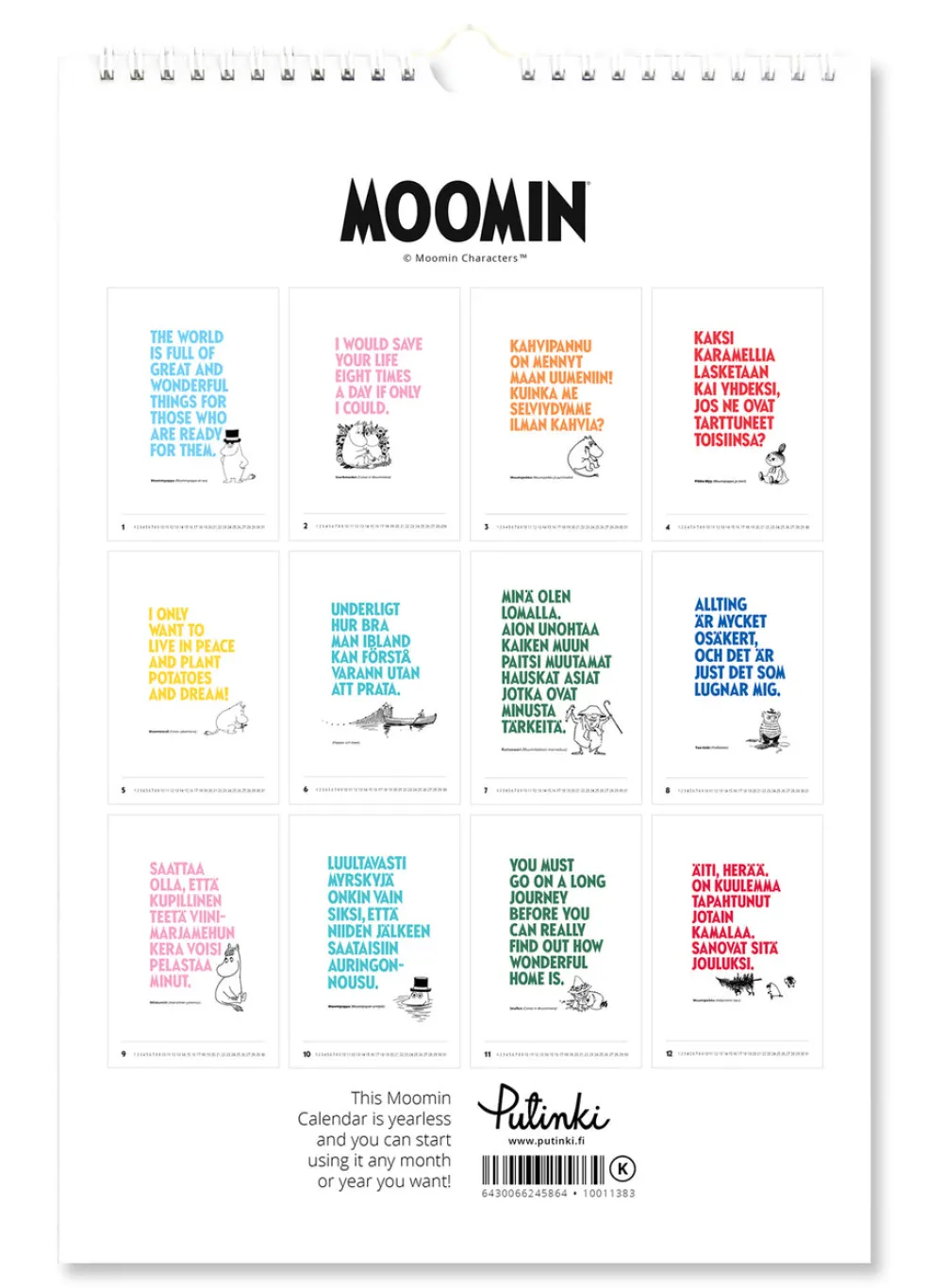 Seinäkalenteri 23x34 Vuodeton Muumi